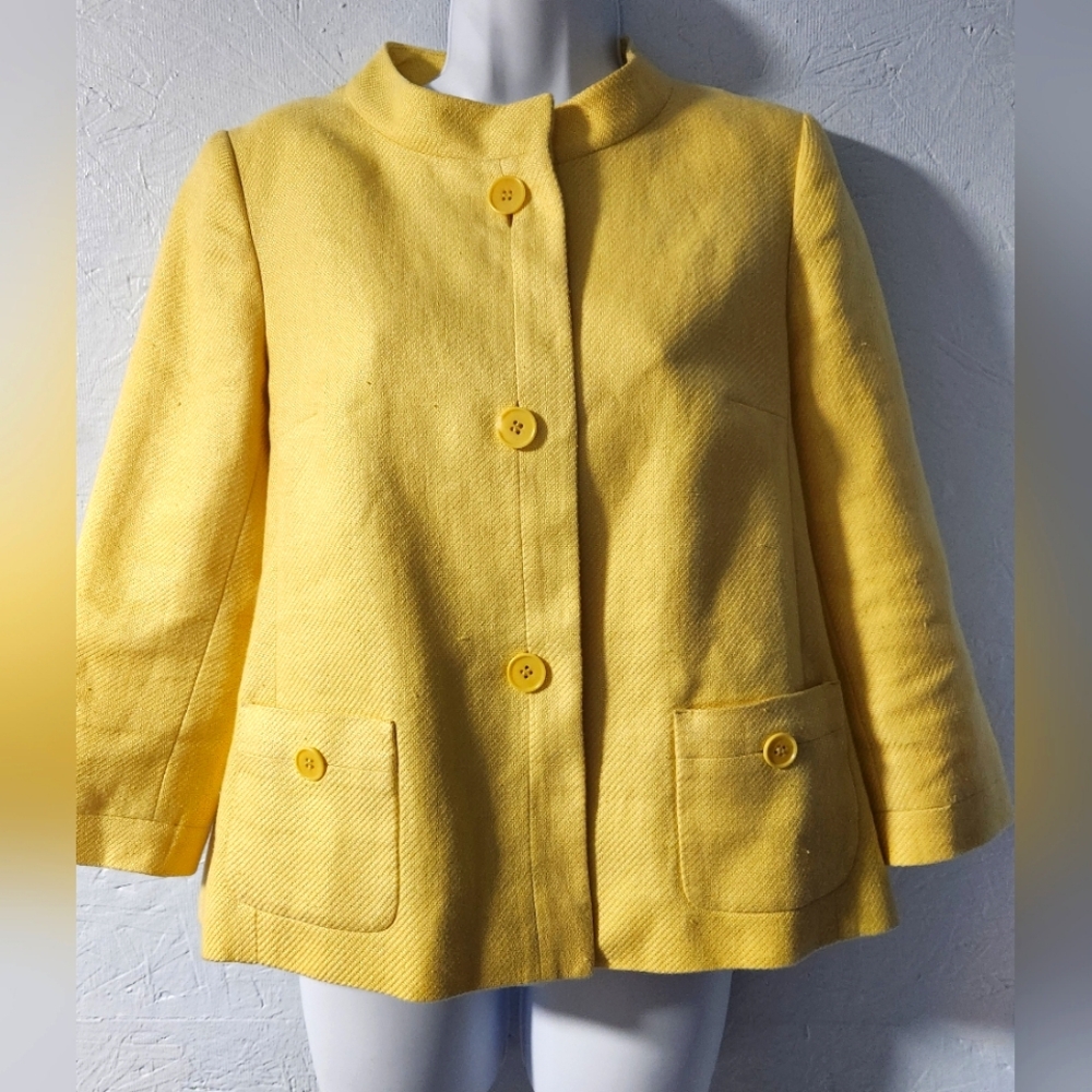 Talbots Yellow 100% Linen 3/4-Sleeve Blazer - 8P